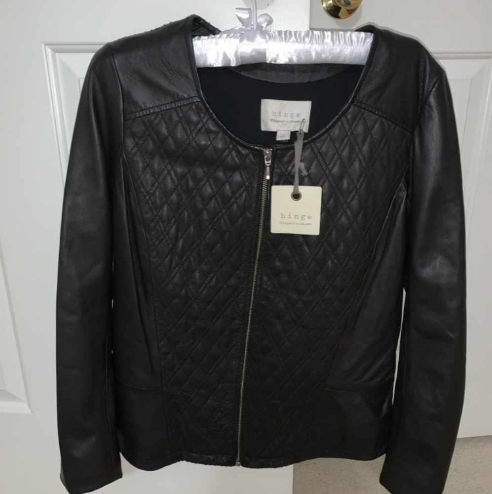 Hinge Quilted Leather Jacket NWT